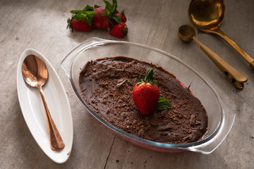 chocolate cake with strawberries