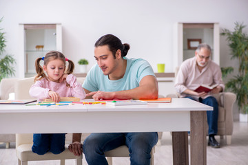 Obraz premium Three generations of family in early development concept