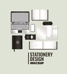 mockup set with black branding of corporate identity and stationery design theme Vector illustration