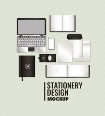 mockup set with black branding of corporate identity and stationery design theme Vector illustration © Grgroup