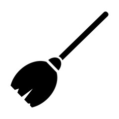 halloween concept, witch broom icon, silhouette style