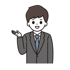 案内をするビジネスマンのイラスト