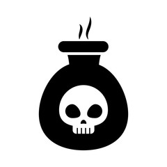 halloween pot with skull icon, silhouette style