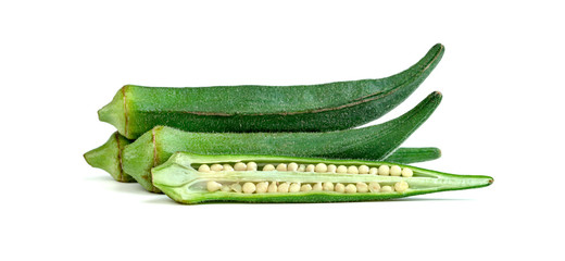 okra slice isolated on white background