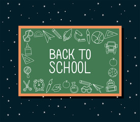 Fototapeta na wymiar chalck icon set on green board design, Back to school eduacation class lesson theme Vector illustration