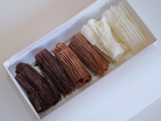 homemade dark, white and milk chocolate sticks