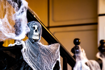 The Skull / Skeleton model is decorated in halloween party.