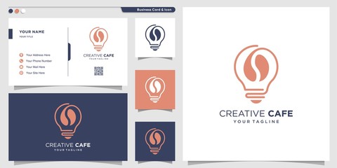 Coffee logo with creative symbol and business card design template, coffee, logo, smart, creative, Premium Vector