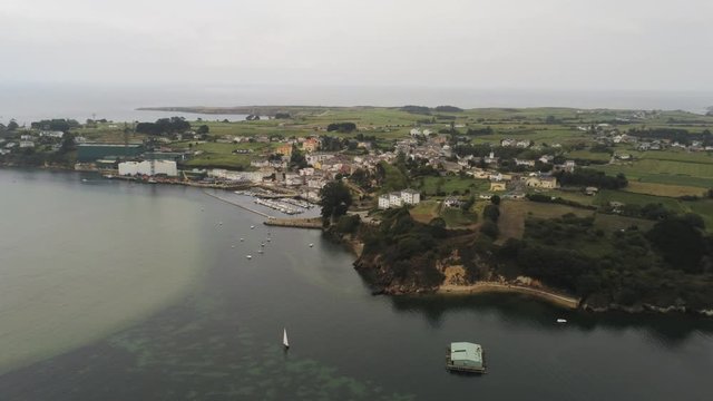 Castropol, village in Asturias near of  Ribadeo,Galicia, Spain. Aerial Drone Footage