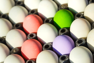 Many eggs are white, green, red, purple, sold in the market,