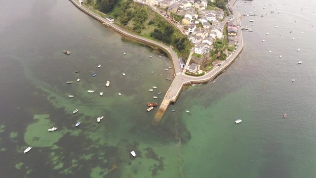 Castropol, village in Asturias near of  Ribadeo,Galicia, Spain. Aerial Drone Footage