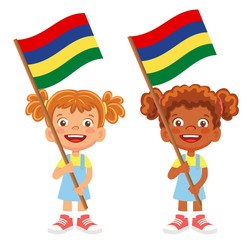 Mauritius flag in hand set