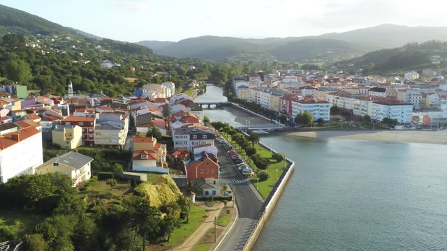 Landscape in Cedeira, coastal village in Galicia,Spain. Aerial Drone Footage