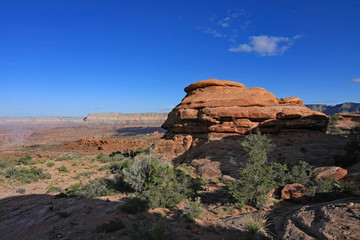 Fototapeta premium View of Surprise Valley from edge of Esplanade in Grand Canyon National Park, Arizona on summer morning.