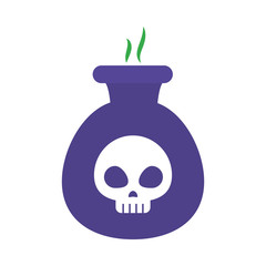 Fototapeta premium halloween pot with skull icon, flat style