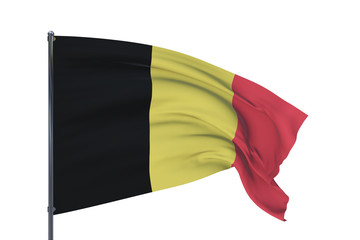 3D illustration. Waving flags of the world - flag of Belgium. Isolated on white background.