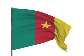 3D illustration. Waving flags of the world - flag of Cameroon. Isolated on white background.
