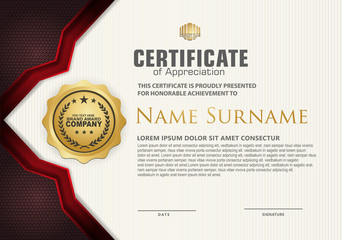 luxury and elegant certificate template with halftone texture on curved shape ornate and modern pattern background