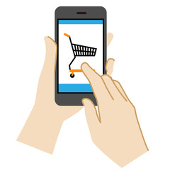 Illustration of operating a smartphone (online shopping)