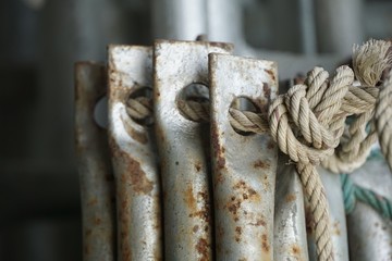 iron scaffolding on the ground