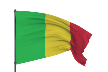3D illustration. Waving flags of the world - flag of Mali. Isolated on white background.
