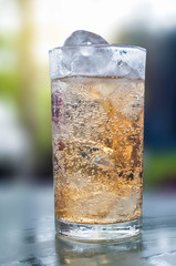 glass of cola with ice