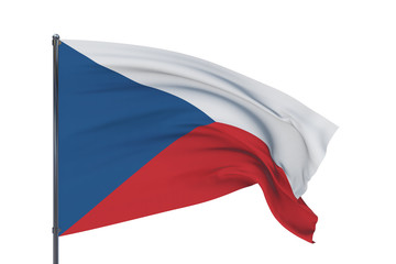 3D illustration. Waving flags of the world - flag of Czech Republic. Isolated on white background.