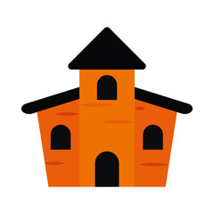 horror castle icon, flat style