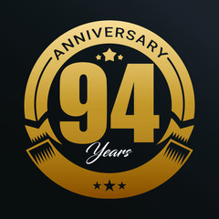 Fototapeta premium Anniversary logo, Year Anniversary logo design celebration, luxurious golden color logo. 