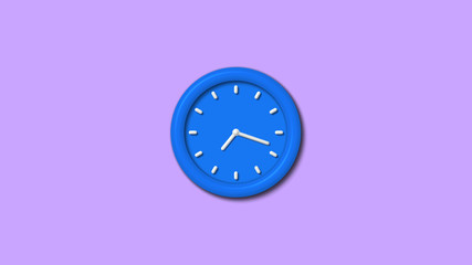 Amazing 3d wall clock icon on purple light background,12 hours clock icon