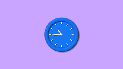Amazing 3d wall clock icon on purple light background,12 hours clock icon