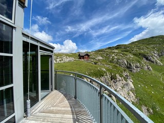 Panorama lift of the lake Melchsee or Panoramalift auf Melchsee-Frutt, Melchtal - Canton of Obwald,...