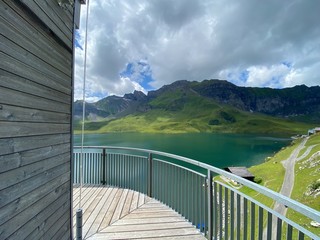 Panorama lift of the lake Melchsee or Panoramalift auf Melchsee-Frutt, Melchtal - Canton of Obwald,...