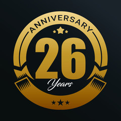 Fototapeta premium Anniversary logo, Year Anniversary logo design celebration, luxurious golden color logo. 