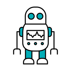 robot with monitor on the body, half line half color style