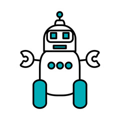 robotics concept, cartoon robot with cute face icon, half line half color style