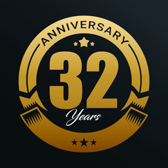 Anniversary logo,  Year Anniversary logo design celebration, luxurious golden color logo. 