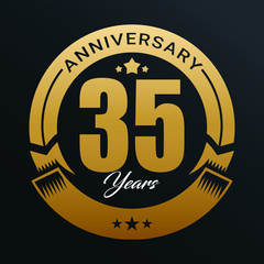 Fototapeta premium Anniversary logo, Year Anniversary logo design celebration, luxurious golden color logo. 