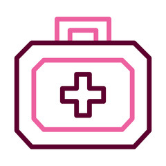 first aid kit icon, half color half line style