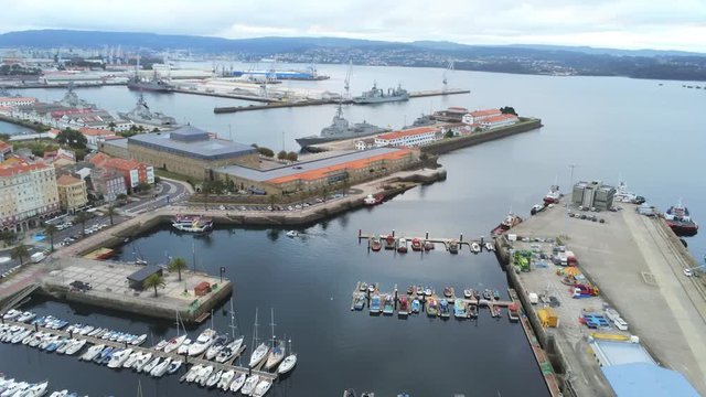  Ferrol, beautiful city of A Coruna. Galicia,Spain. Aerial Drone Footage