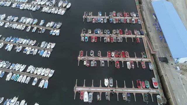 Harbour in Ferrol, beautiful city of A Coruna. Galicia,Spain. Aerial Drone Footage