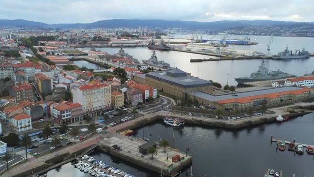  Ferrol, beautiful city of A Coruna. Galicia,Spain. Aerial Drone Footage