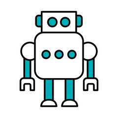 Fototapeta premium big square robot icon, half line half color style