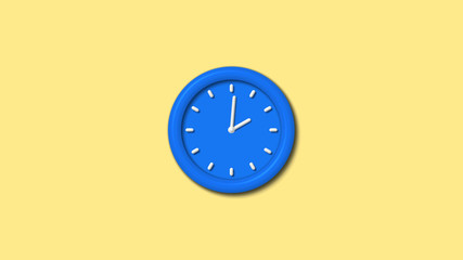 12 hours counting down 3d wall clock icon on yellow light background,Clock icon