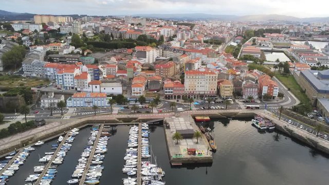  Ferrol, beautiful city of A Coruna. Galicia,Spain. Aerial Drone Footage