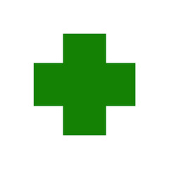Green cross symbol on white background