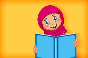 Muslim girl reading the book