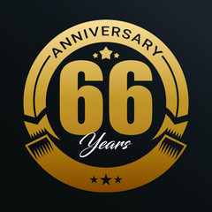66th, Anniversary logo,66 year Anniversary logo design celebration, luxurious golden color logo. 