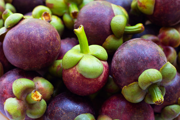 Fresh ripe mangosteen fruits. Close up