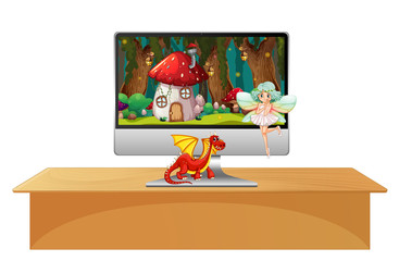 Fairy tale on computer screen